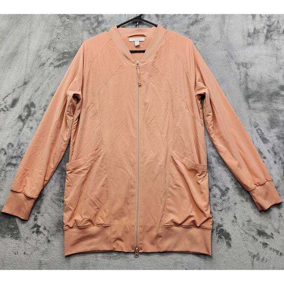 Zella Jacket Womens M Peach Orange Full Zip Windbreaker Lightweight Athleisure - Picture 1 of 12